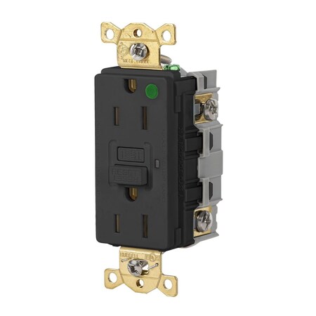 Bryant GFCI Receptacle 15A 125VAC COMM HG GFR BLACK GFR82BLK